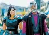  ?? LUCASFILM ?? Gina Carano as Cara Dune and Carl Weathers as Greef Karga in “The Mandaloria­n” on Disney+.