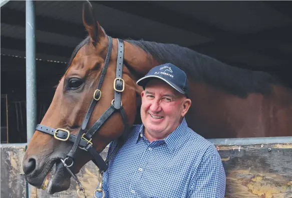  ?? Picture: CRAIG WILSON ?? Epsom Handicap favourite Happy Clapper and trainer Pat Webster at Randwick.