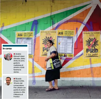  ??  ?? In corsa ● Andrés Manuel López Obrador, detto Amlo, 64 anni, guida la coalizione di sinistra «Uniti faremo la storia»
● Ricardo Anaya Cortés, 39 anni, del conservato­re Pan, alleato con partiti di centro sinistra in «Per il Messico al Fronte»...