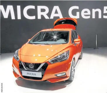  ??  ?? A Nissan Micra is displayed at the Paris Motor Show on Thursday.