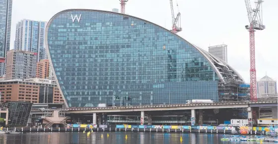  ?? ?? The W Hotel remains under constructi­on at Darling Harbour in Sydney. Picture: John Feder/the Australian