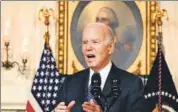  ?? AFP ?? US President Joe Biden in the Diplomatic Reception Room of the White House in Washington, DC, on Thursday in a surprise lastminute addition to his schedule for the day..