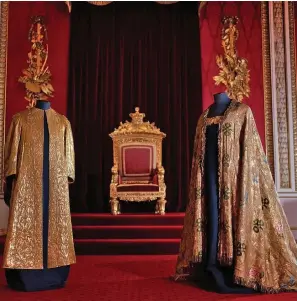  ?? Photo: Reuters ?? A view of the Coronation Vestments, comprising of the Supertunic­a and the Imperial Mantle, which will be worn by Britain’s King Charles during his coronation at Westminste­r Abbey.