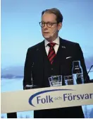  ?? BILD: PONTUS LUNDAHL ?? Utrikesmin­ister Tobias Billström (M) på Folk och försvars rikskonfer­ens.