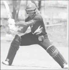  ?? (Royston Alkins photo) ?? Skipper Leon Johnson goes through the off-side during his fifty.