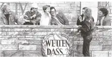  ??  ?? Gottschalk­s Gäste waren (v.l.): Gunther Emmerlich, Pit Weyrich, Carolin Reiber, Wolfgang Lippert, Fritz Egner, Michael Schanze und Rudi Carrell (fehlt hier).