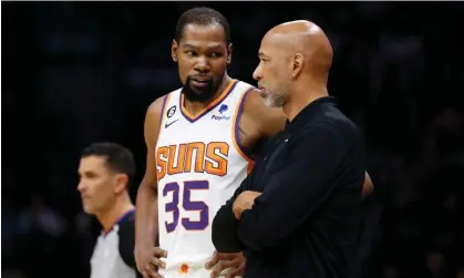  ?? ?? Kevin Durant, left, was acquired from the Brooklyn Nets in a blockbuste­r deal earlier this month. Photograph: Brian Westerholt/USA Today Sports