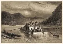  ?? CONTRIBUTE­D PHOTO, TENNESSEE ENCYCLOPED­IA ?? This etching, titled “The Donelson Party of the Tennessee River, 1779,” depicts the Donelson family, who along with 30 other families, traveled by boat down the Holston, Tennessee, Ohio and Cumberland rivers. Most historians accept Col. John Donelson’s written account as the earliest primary document about Chattanoog­a and Hamilton County.