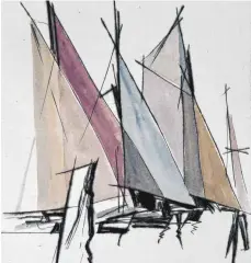  ?? FOTO: ATELIER LAUBBACH ?? „Regatta“, Radierung/Aquarell von Ursula Strozynski.