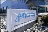  ?? STEVE HELBER-ASSOCIATED PRESS FILE ?? A sign marks the entrance of the Micron Technology automotive chip manufactur­ing plant on Feb. 11 in Manassas, Va.