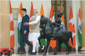  ?? SEAN KILPATRICK LA PRESSE CANADIENNE ?? Justin Trudeau a rencontré son homologue indien, Narendra Modi, vendredi, à New Delhi.