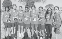  ?? Courtesy Photo ?? The CJHS 8th Grade Girls Bulldogett­e cross country team poses for a photo after winning the 5-3A district championsh­ip held recently in Crane, Texas.