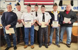  ?? Photo by Theresa Auriemmo ?? Pictured are Kane VFW, Post 1132 Vietnam Veterans. From left to right in the front row are Joe Zampogna, Keith Reigel, Frank Sirianni, John Odonish, and Bruce Cowan. In the back row are Rob Merry and Dave Kearney.