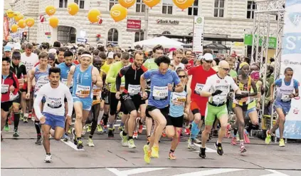  ?? BILD: SN/SALZBURG MARATHON ?? Der Startschus­s für rund 7000 Laufbegeis­terte fällt am 6. Mai auf dem Mirabellpl­atz.