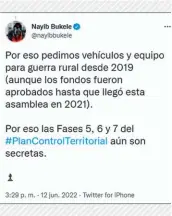  ?? ?? Opacidad. Bukele dijo que no revelarán detalles de su plan de seguridad.