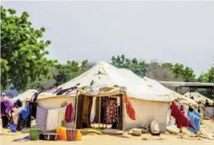  ??  ?? Tent shelter for IDPs