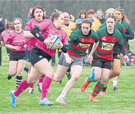  ?? ?? SHOW OF STRENGTH: Highland were beaten 50-0 by Tayside in the Girls Under-16 Shield. Pictures by Chris Sumner.