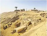  ?? PHOTOGRAPH­S BY KANAZAWA UNIVERSITY ?? A site in Saqqara, Egypt, where three death masks were found in cut-rock tombs. Two of them are shown above.