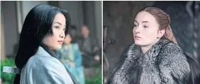  ?? KATIE YU/FX AND HELEN SLOAN/HBO ?? Lady Mariko, left, played by Anna Sawai, and Sansa Stark, played by Sophie Turner, are both the daughters of so-called traitors.