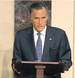  ?? SENATE TELEVISION VIA AP ?? In this image from video, Sen. Mitt Romney, R-Utah, speaks on the Senate floor Wednesday during the impeachmen­t trial of President Donald Trump. Romney was the lone Republican to vote for impeachmen­t.