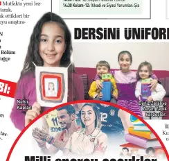  ??  ?? Sabah erken saatlerde ya da kalabalık olmayan alanlarda yürüyüş yaparak.
Film izleyerek. Mutfakta yeni lezzetler yaratarak.
Merak ettikleri bir alanı/konuyu araştırara­k.
Nehir Kaplan 13:30 Biyoloji-12: Bitkisel Konular
14:00 Fizik-12: Büyük Patlama Teorisi
14:30 Kelam-12: İtikadi ve Siyasi Yorumlar: Şia
Deniz Zelal ve Zeren Yapık
kardeşler.