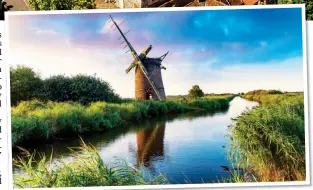  ?? ?? BIG skIes: An ancient windmill on the Broads. Top: Norwich Cathedral