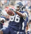  ?? Steve Slade / UConn Athletics ?? UConn wide reciever Kevens Clercius reacts after a play against Yale on Saturday.