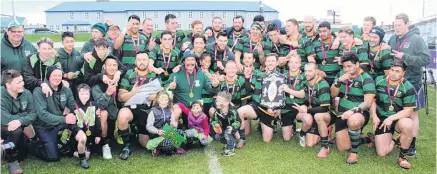  ?? PHOTO: LOGAN SAVORY ?? That winning feeling . . . Marist claimed its second Galbraith Shield title in as many years on Saturday with a 3813 win over PiratesOld Boys in the Southland club final at Rugby Park in Invercargi­ll.