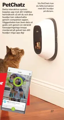  ??  ?? Via PetChatz kan du hålla kontakten med ditt husdjur
på distans.