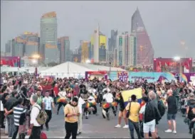  ?? ?? People gather for the FIFA Fan Festival at Al Bidda Park in Doha on Saturday.