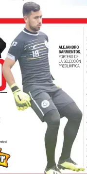  ??  ?? ALEJANDRO BARRIENTOS, PORTERO DE LA SELECCIÓN PREOLÍMPIC­A