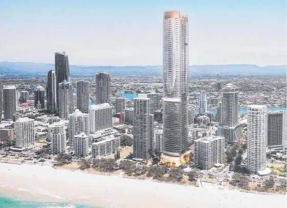  ??  ?? The 73-storey Ocean tower planned by developer Harry Triguboff for a site on the Esplanade in Surfers Paradise.