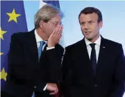  ?? LaPresse ?? I due leader
Il premier Paolo Gentiloni e il presidente francese Emmanuel Macron