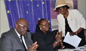  ??  ?? L-R: Chief Gadzama, SAN, former National President of Internatio­nal Federation of Women Lawyers (FIDA), Hauwa Shekarau and Hon. Justice Clara Bata Ogunbiyi at the event