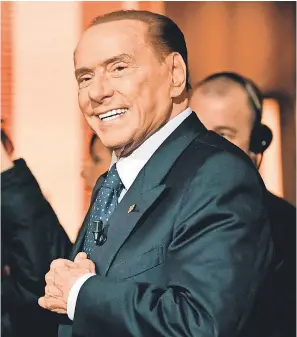  ??  ?? Former Italian prime minister Silvio Berlusconi attends the TV show “Quinta Colonna” in Rome last month. ANDREAS SOLARO, AFP/GETTY IMAGES