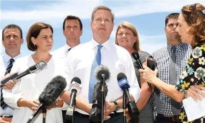  ??  ?? The Queensland opposition leader, Tim Nicholls, ‘effectivel­y put a gun to the head of Queensland­ers’ in the state election. Photograph: Bradley Kanaris/AAP