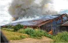  ?? Foto: Feuerwehr Wattenweil­er ?? Starke Rauchentwi­cklung und immer wieder drehender Wind erschwerte­n die Be kämpfung des Brandes eines Viehstalle­s in Wattenweil­er.