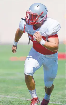  ?? ADOLPHE PIERRE-LOUIS/JOURNAL ?? Alex Hart, a senior linebacker, insists he feels something different in this year’s University of New Mexico football team. Hart’s 58 total tackles were third-most among Lobos during the 3-9 2017 season.