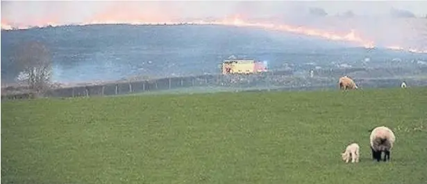 ?? TONY JOHN ?? This fire on Stormy Down, between Pyle and Bridgend, on Sunday evening was started deliberate­ly, according to South Wales Fire and Rescue Service