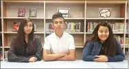  ??  ?? Noel outstandin­g eighth-grade youth are from left: Jada Alfaro, Ricardo Salas and Erika Medina (winner).