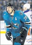  ?? JOSIE LEPE — STAFF PHOTOGRAPH­ER ?? Veteran forward Logan Couture is reportedly expected to sign an eight-year contract extension with the Sharks by early July.