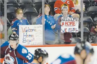  ?? Andy Cross, The Denver Post ?? The Avs didn’t give their fans much to shout about Saturday night at the Pepsi Center during the team’s home opener. The Avs have been outscored 8-0 in their 0-2 start.