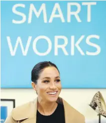  ??  ?? Meghan, the Duchess of Sussex, is a patron of the Smart Works charity that helps unemployed women return to work.