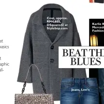  ??  ?? Coat, approx. RM4,605, DSquared2 at Stylebop.com
Jeans, Levi’s