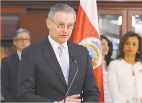  ?? Courtesy of Embassy of Costa Rica’s Presidenti­al House ?? Costa Rica’s Foreign Minister Manuel Gonzalez Sanz speaks during a press conference at the Presidenti­al House in San Jose, Costa Rica, July 12.
