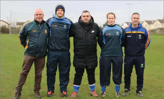  ??  ?? John Buggy, Shay Dunne, James Kelly, Emer Miley and Mick Kavanagh in O’Hanrahan’s GAA Club in Carlow last Sunday.