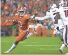  ?? JOSHUA S. KELLY/USA TODAY SPORTS ?? Clemson and wide receiver Amari Rodgers shook off South Carolina last week.