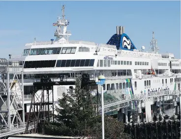  ?? ADRIAN LAM/TIMES COLONIST FILES ?? An upgraded vessel operating on the Tsawwassen-Swartz Bay route has returned to service to help address increased traffic levels.