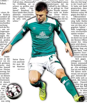  ?? BILD: IMAGO ?? Seine Dynamik zeichnet ihn aus: Milot Rashica