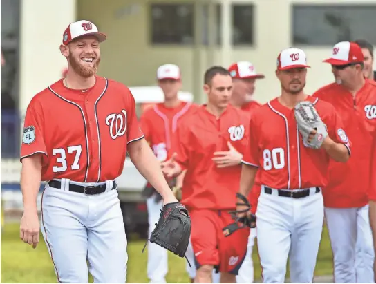  ?? JASEN VINLOVE, USA TODAY SPORTS ?? If starting pitcher Stephen Strasburg (37) can remain healthy all season, the Nationals are serious threats to win the World Series.